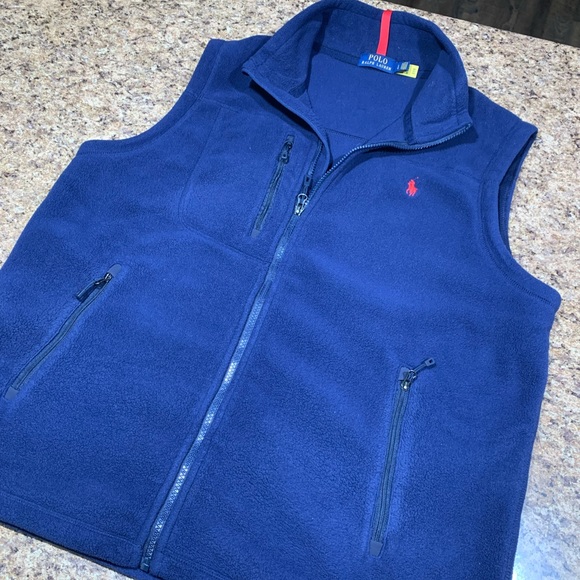 EUC Ralph Lauren Polo Fleece Full Zip Vest Large Blue - Picture 3 of 5